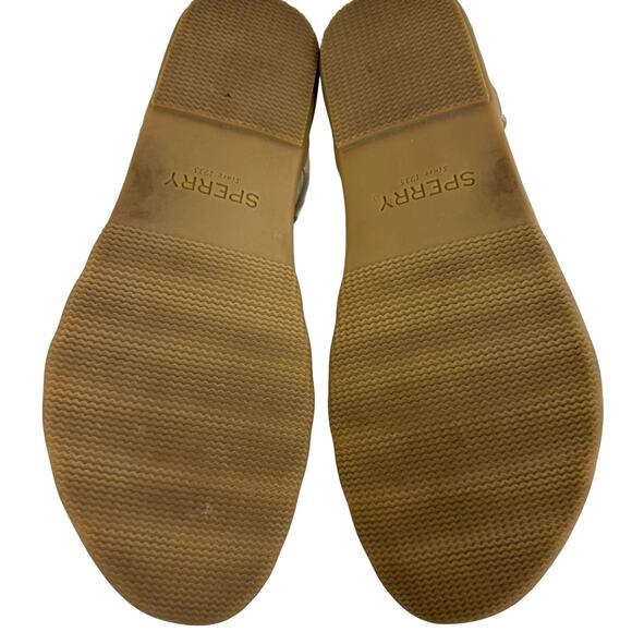 Sperry Top Sider Gold Buckled Ankle Strap Flat Flips Flop Sandals Size 9.5 - Picture 7 of 9